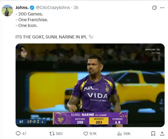 Sunil Narine - The KKR Legend